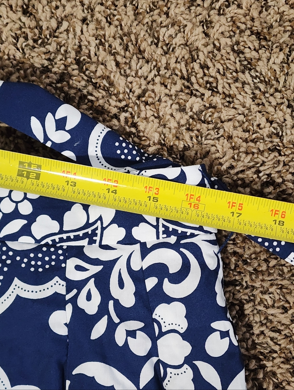 Talbots Petite A Line Midi Skirt 14 Large Navy White Floral Print Boho Coastal - Picture 8 of 10